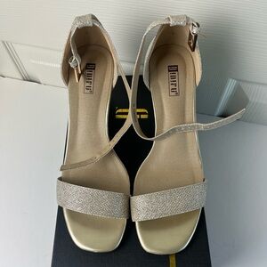 IDIFU Gold Glitter Ankle-Strap Sandals
